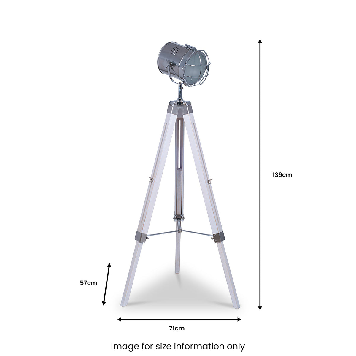 Capstan White Wash and Silver Metal Tripod Floor Lamp
