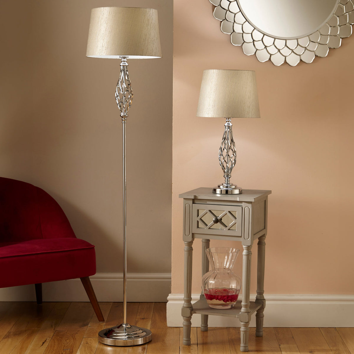 Jenna Silver Metal Twist Detail Table Lamp