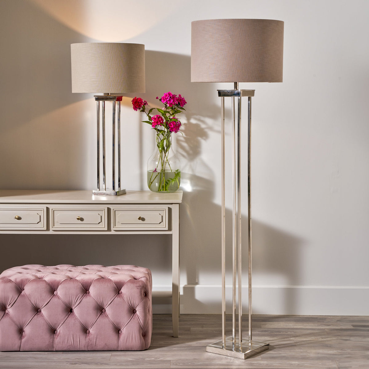 Langston Nickel 4 Post Floor Lamp