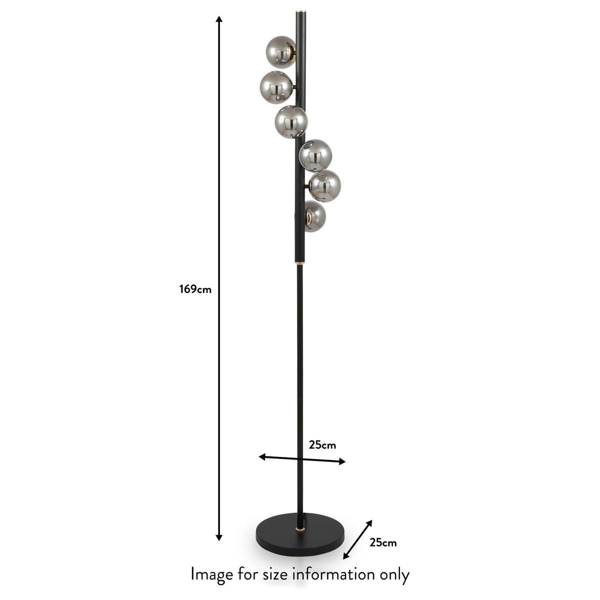 Blair Smoked Glass Ball and Black Metal Floor Lamp