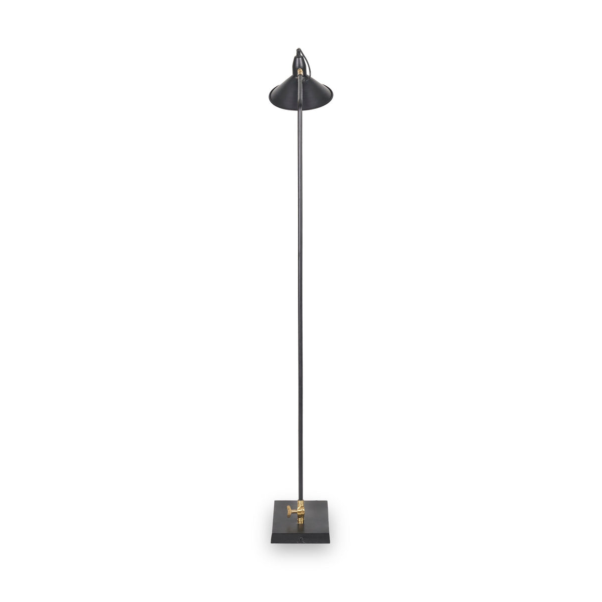 Canton Matt Black and Brass Metal Cone Floor Lamp