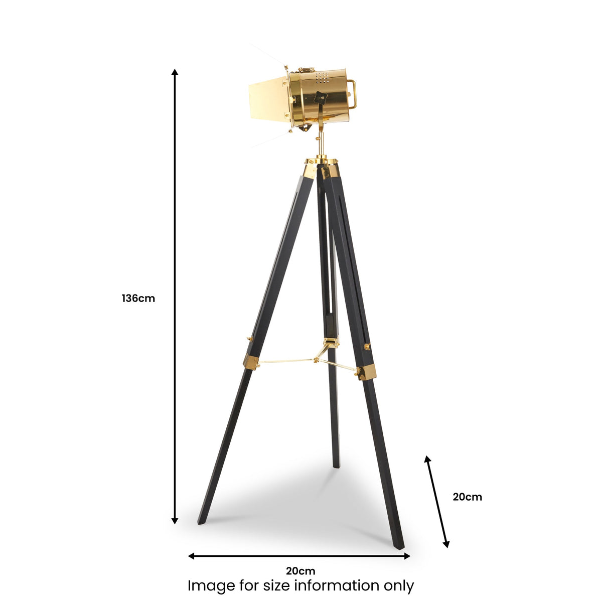 Hereford Gold and Black Tripod Film Floor Lamp