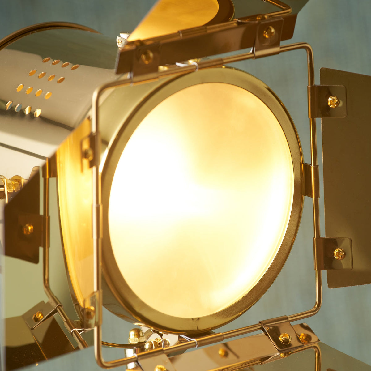 Hereford Gold and Black Tripod Film Floor Lamp