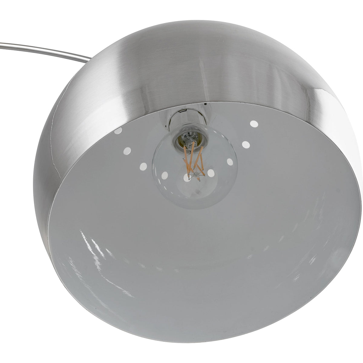 Feliciani Brushed Silver Metal and White Marble Floor Lamp