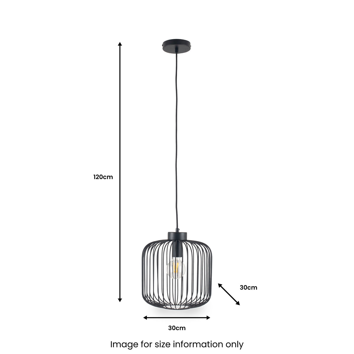 Dania Matt Black Metal Wire Pendant