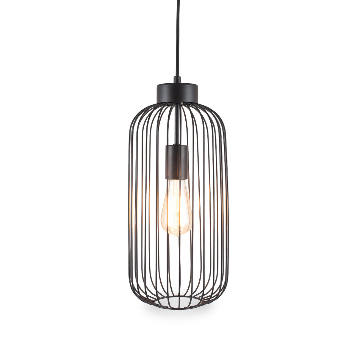 Dania Matt Black Metal Wire Tall Pendant