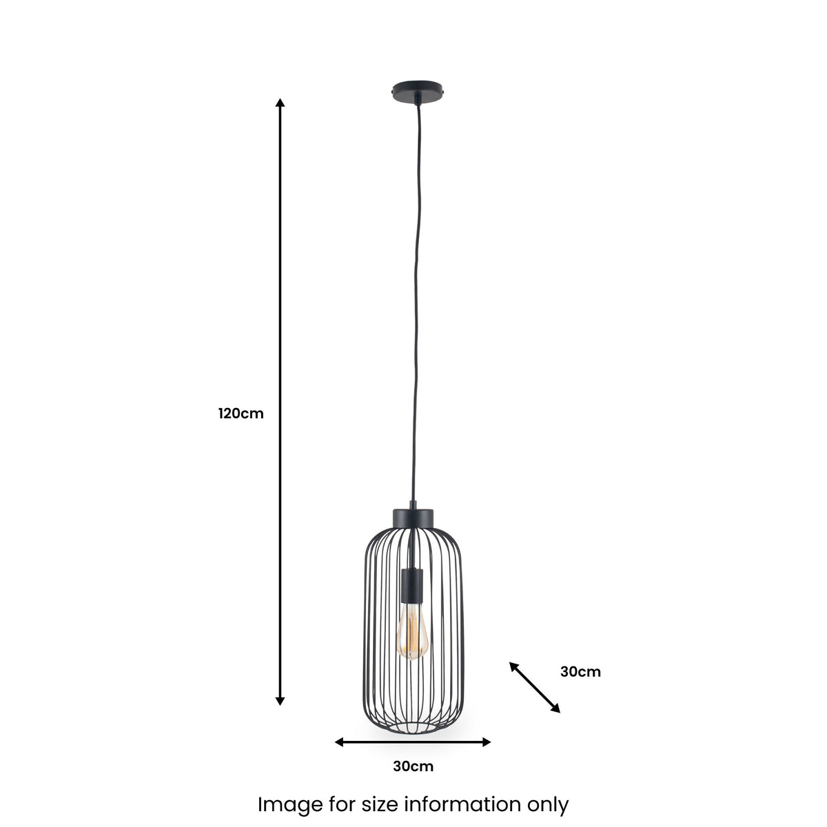 Dania Matt Black Metal Wire Tall Pendant