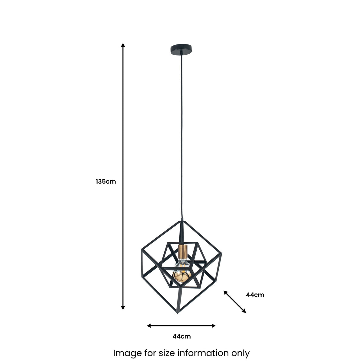 Alessio Matt Black Metal Cube Pendant