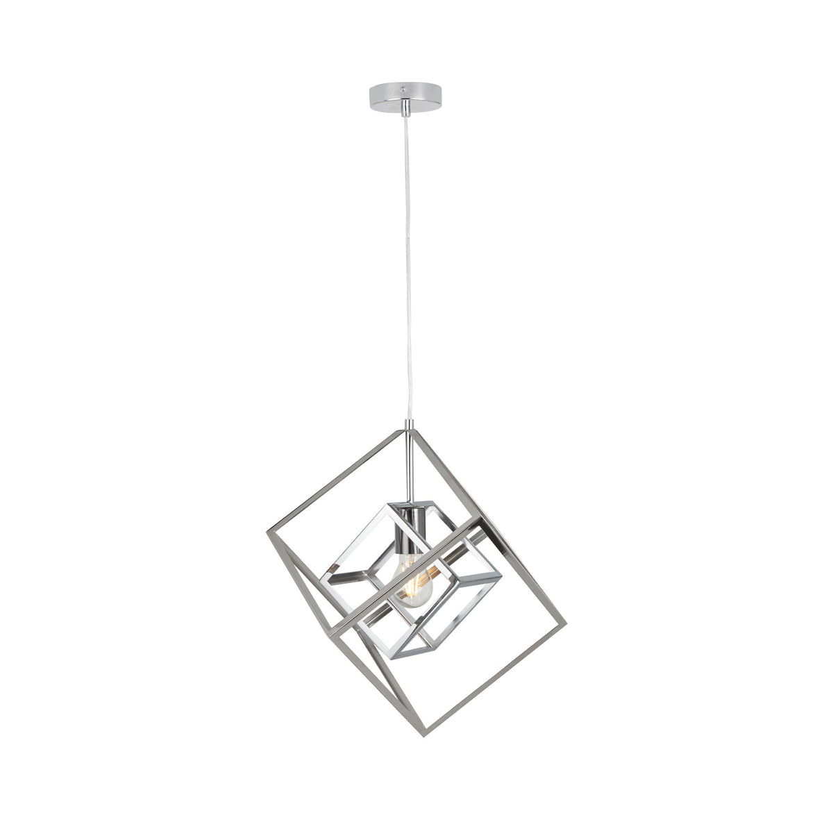 Alessio Shiny Nickel Metal Cube Pendant