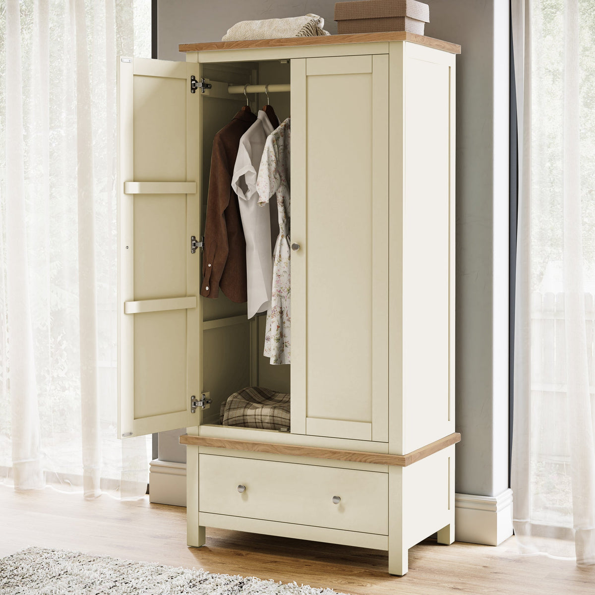 Farro Double Wardrobe with Drawers