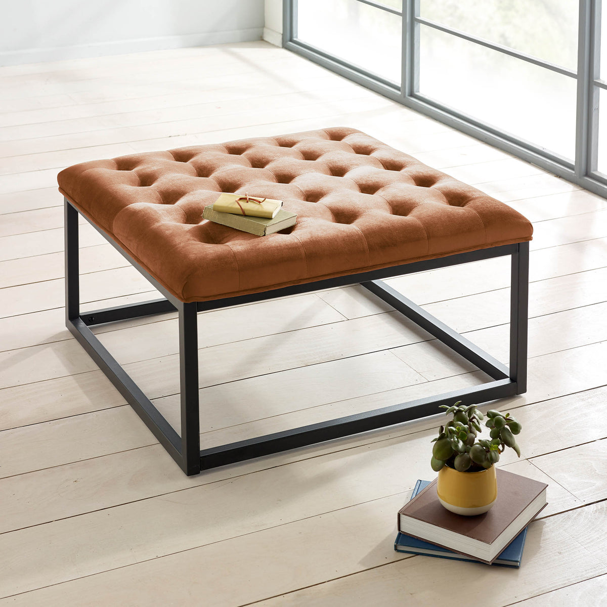 Adison Velvet Buttoned Footstool