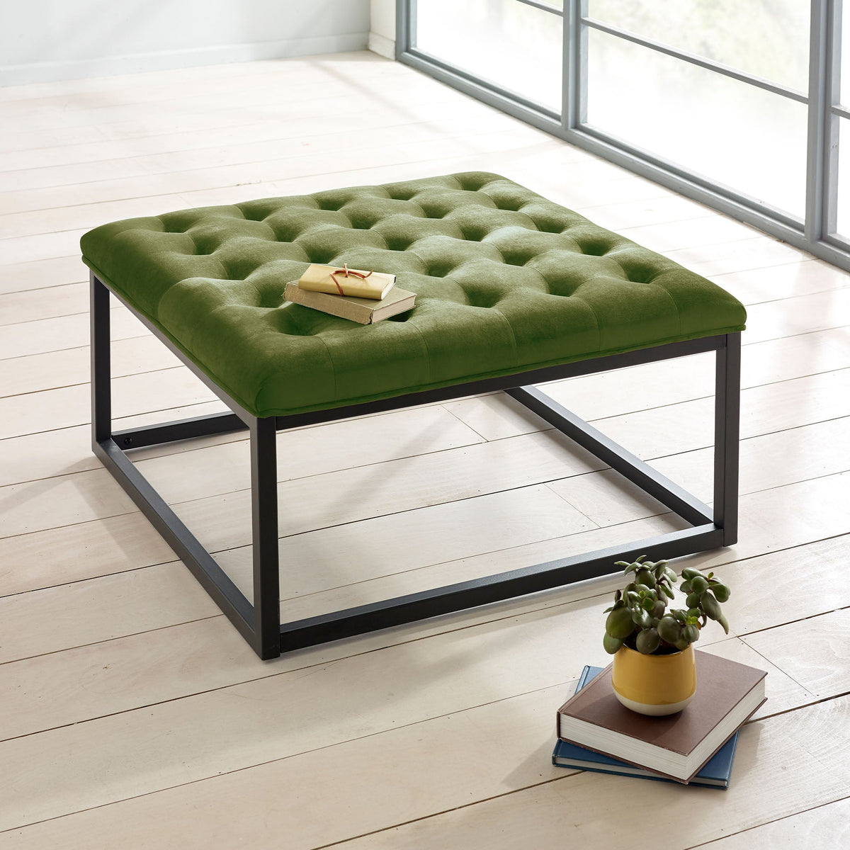 Adison Velvet Buttoned Footstool