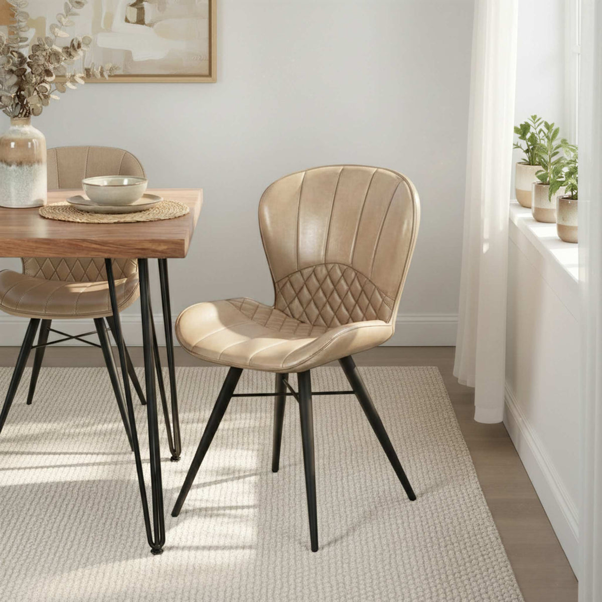 Marcha Curved Leather Seat Dining Chair