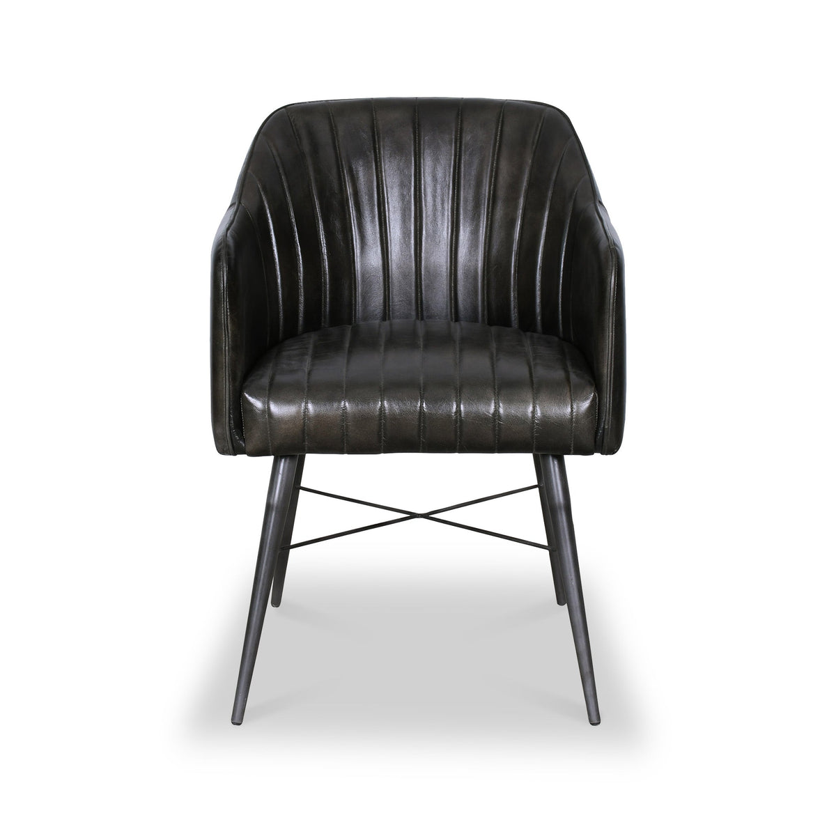 Aitor Leather Armchair with Pleated Back