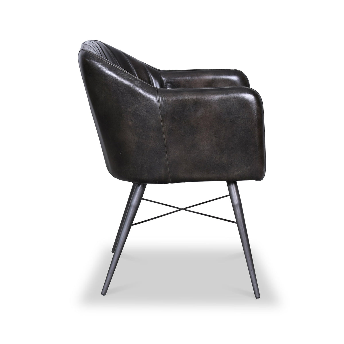 Aitor Leather Armchair with Pleated Back