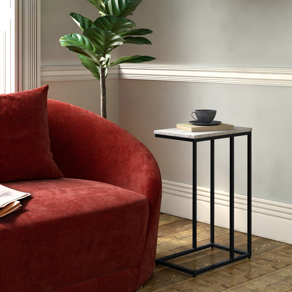 Elissa Marble Side Table with Black Leg