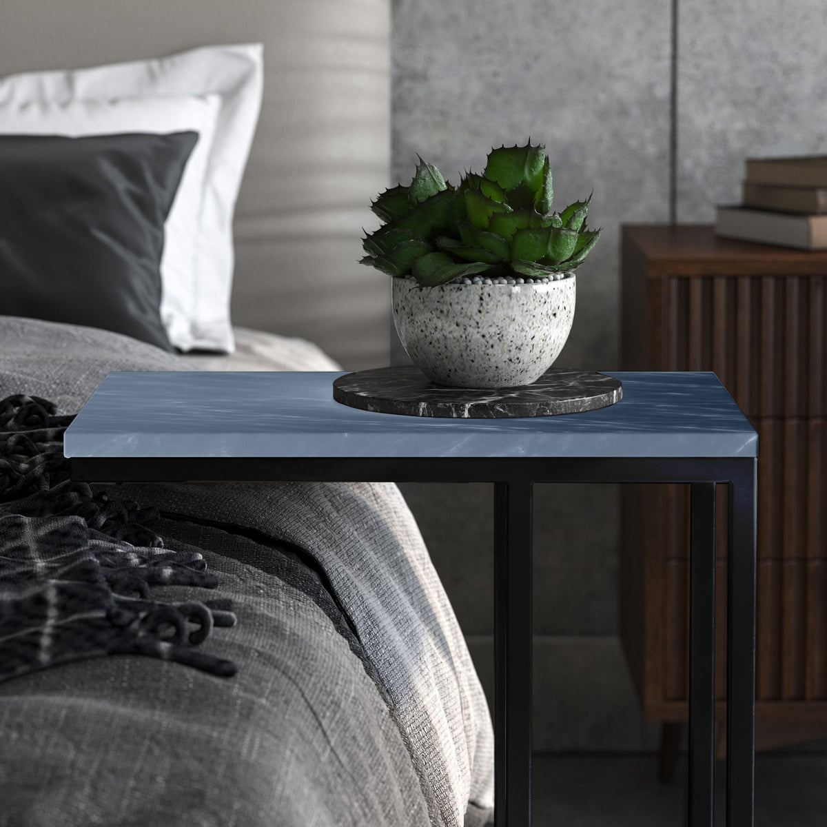 Elissa Marble Side Table with Black Leg