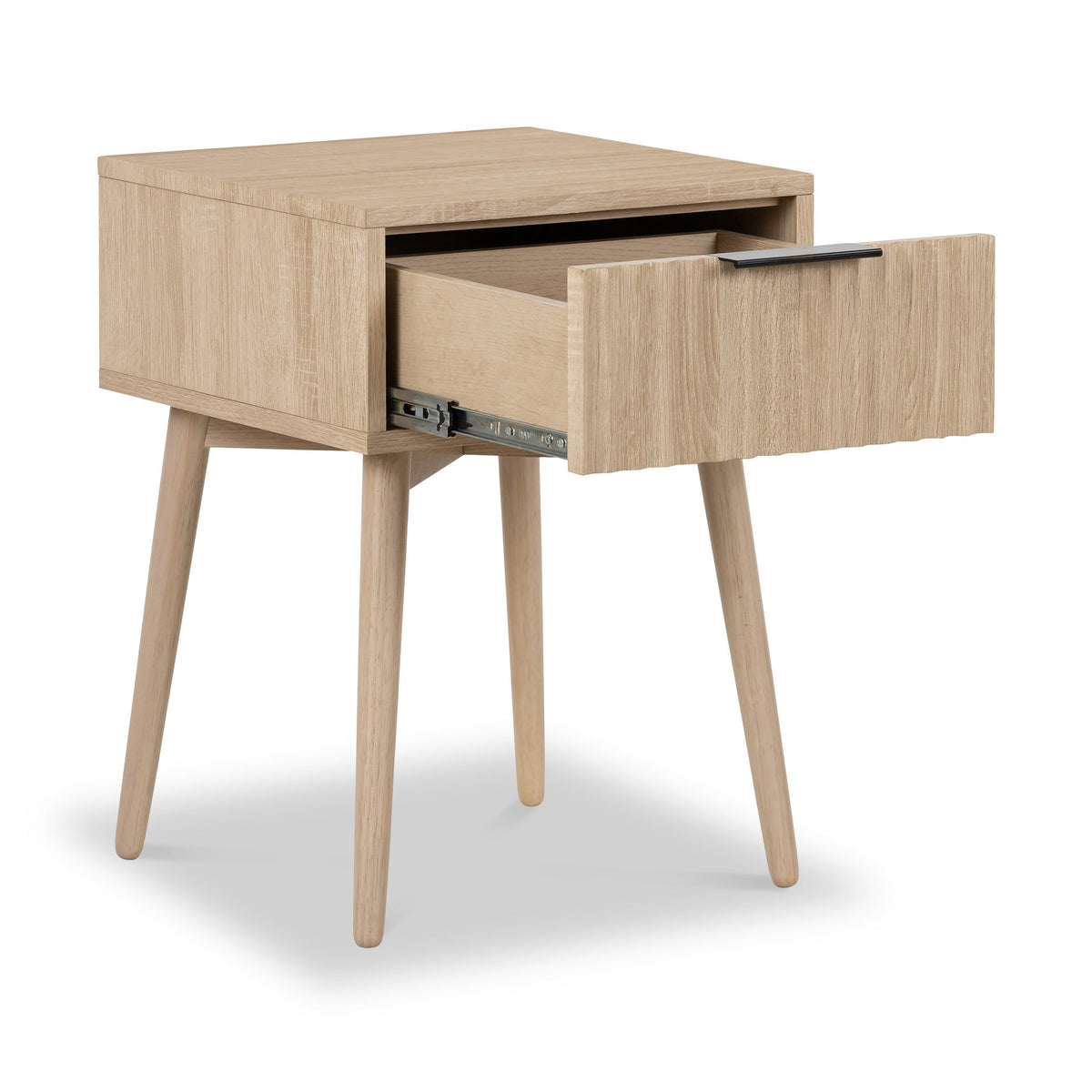 Jakob Oak 1 Drawer Grooved Side Table