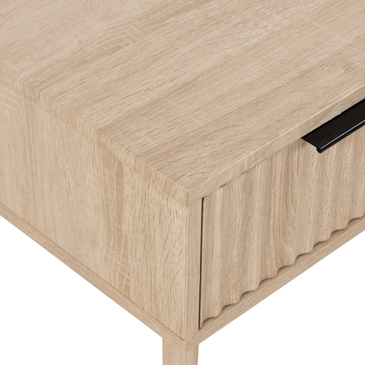 Jakob Oak 1 Drawer Grooved Side Table
