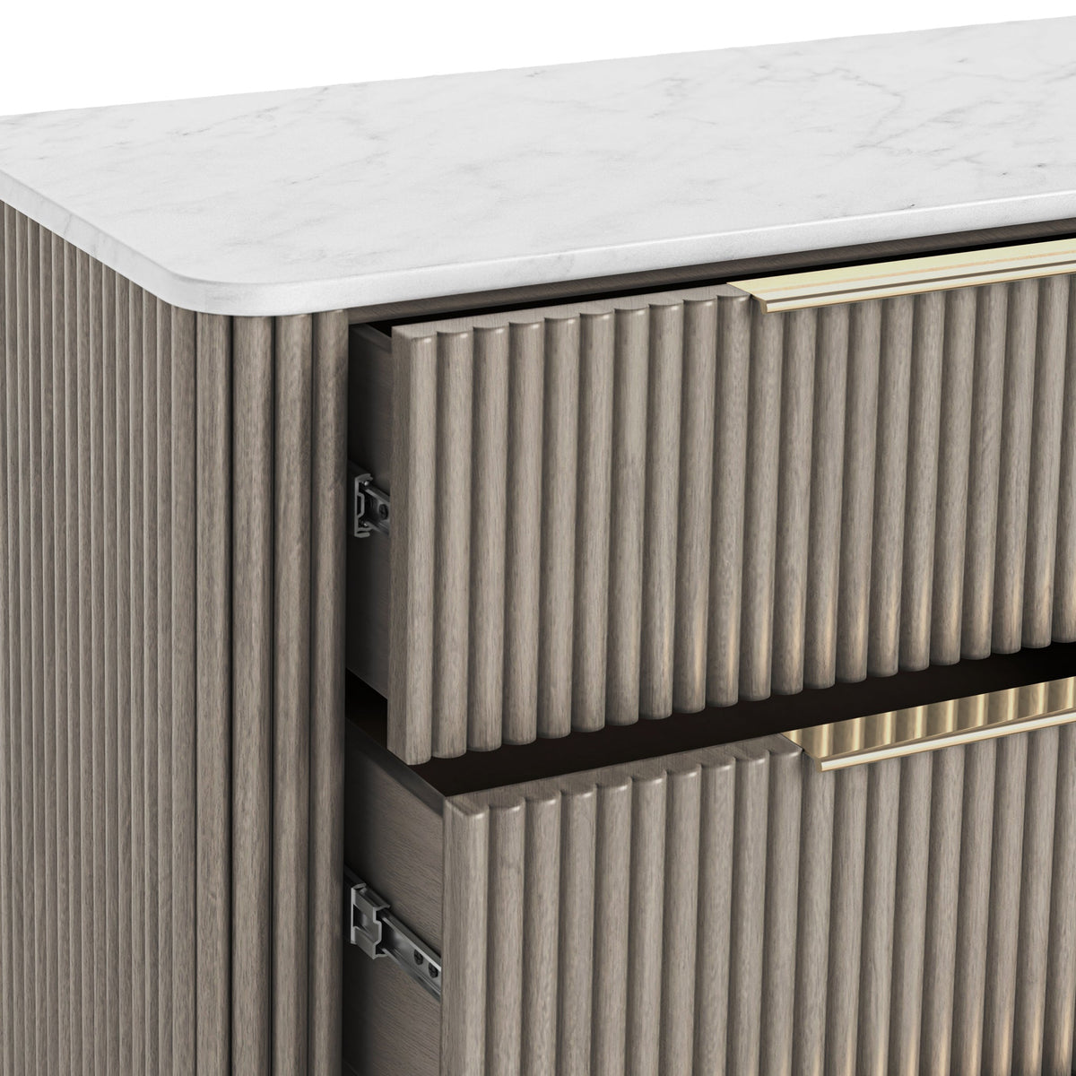 Amelie Grey Fluted 5 Drawer Chest