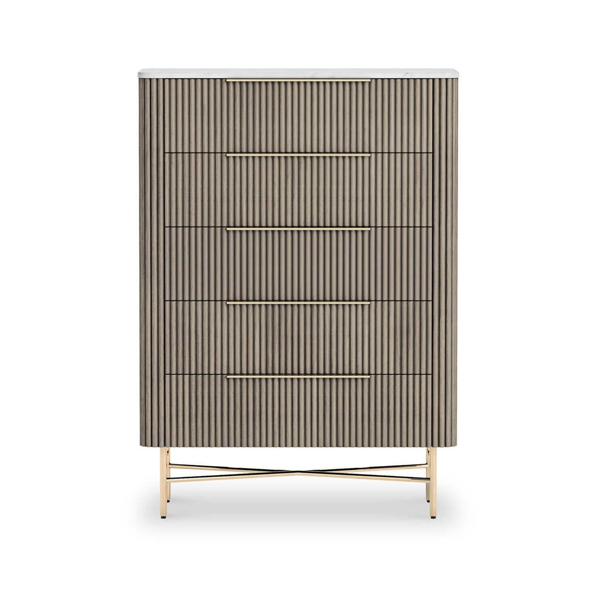 Amelie Grey Fluted 5 Drawer Chest