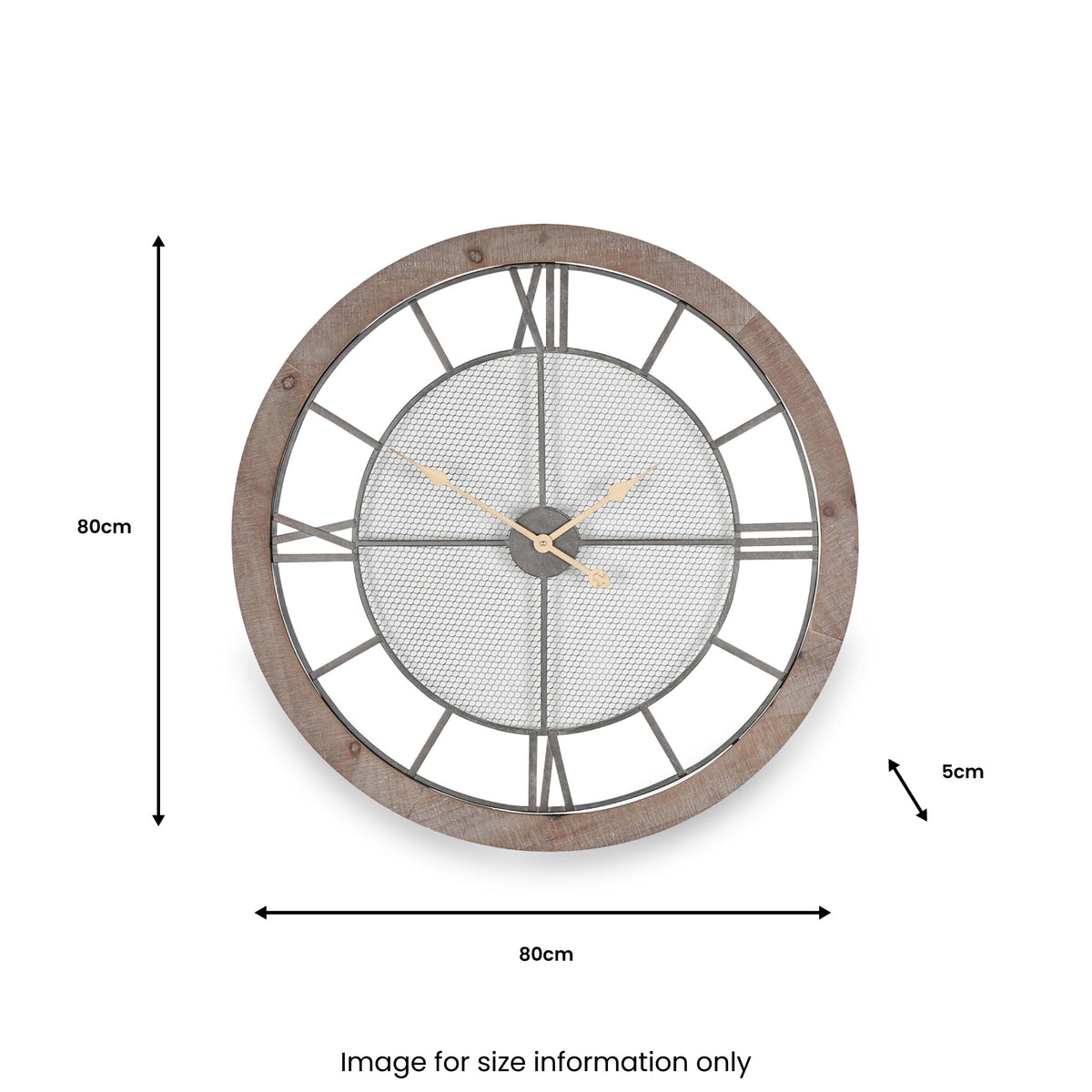 Natural Wood & Metal Round Wall Clock