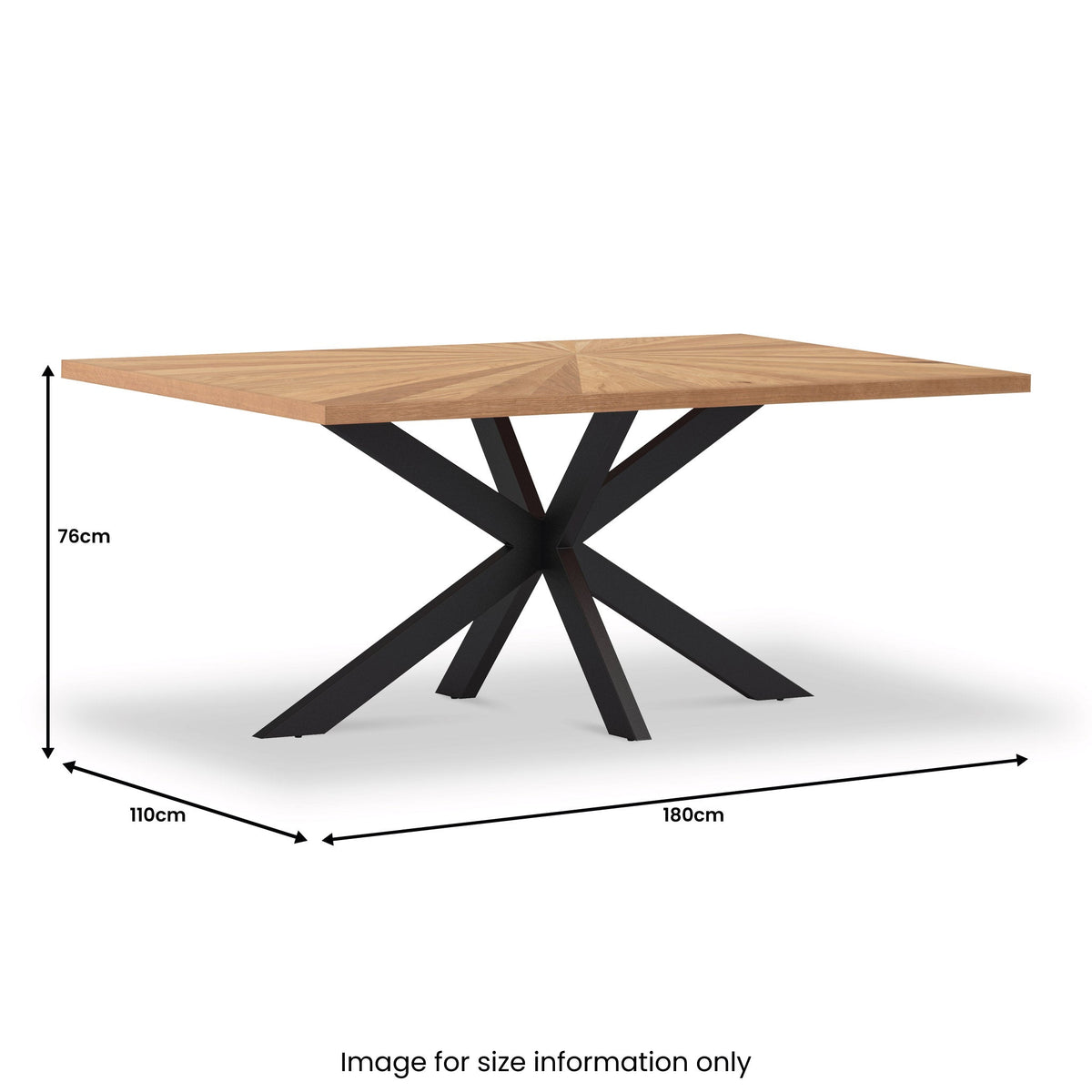 Sunburst Oak 180cm Rectangular Dining Table