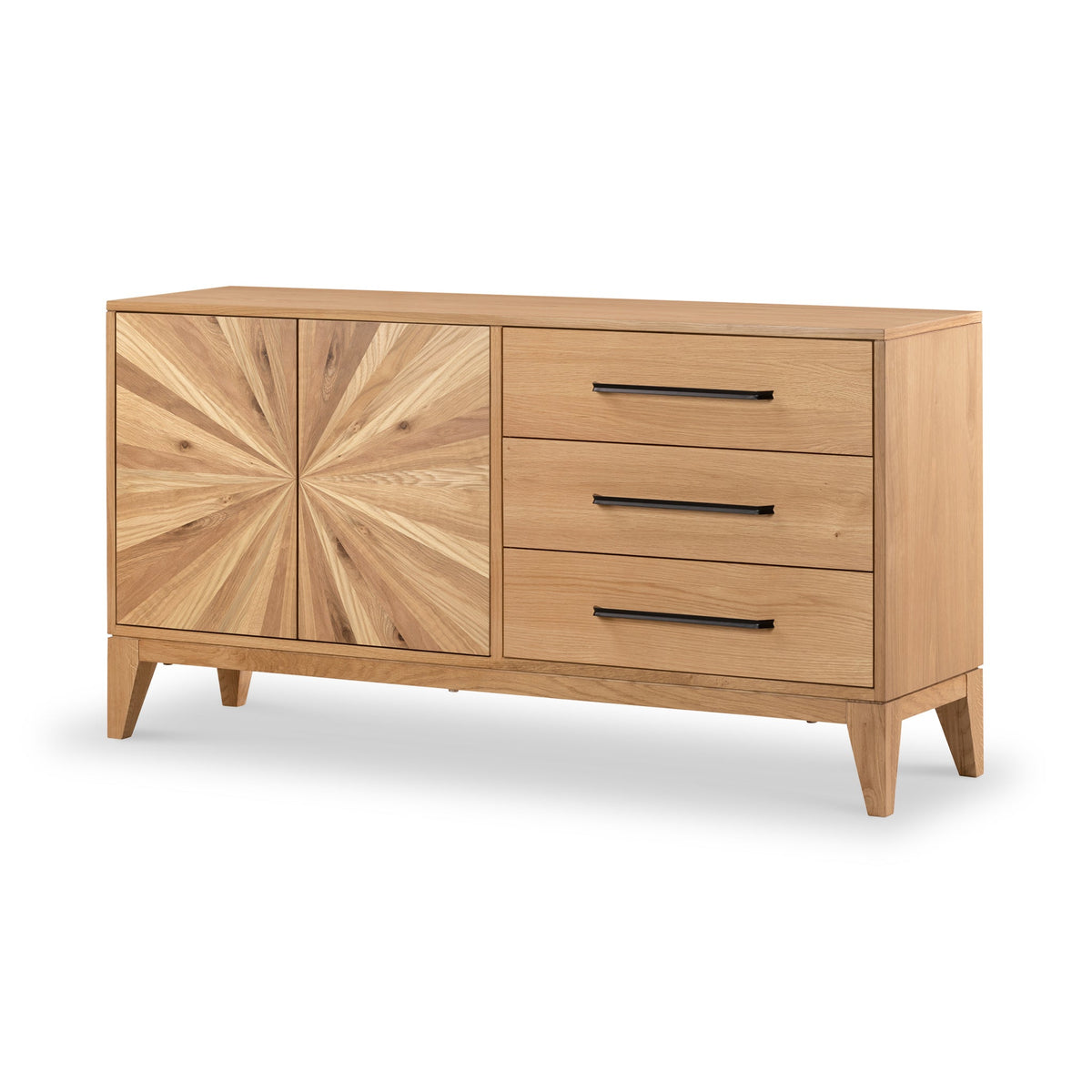 Sunburst Oak Large 2 Door 3 Drawer Sideboard