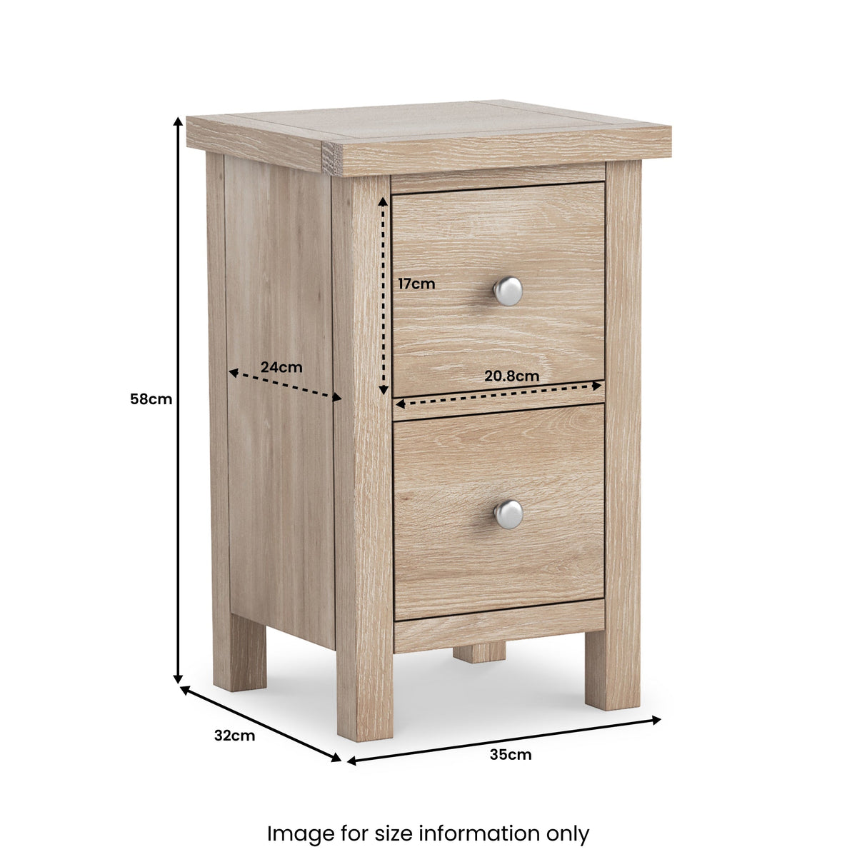 Farro Washed Oak Slim Bedside Table