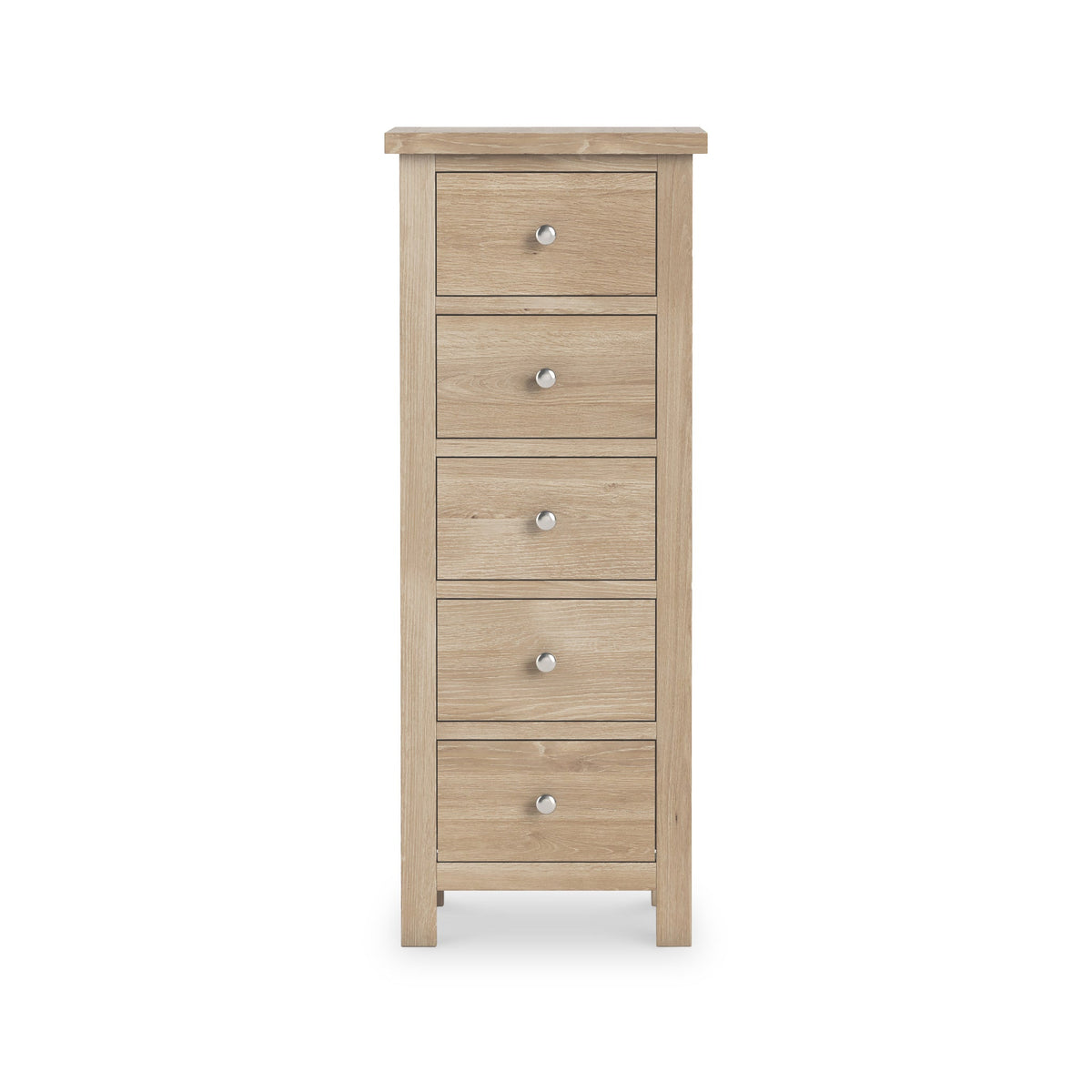 Farro Washed Oak 5 Drawer Tallboy Chest
