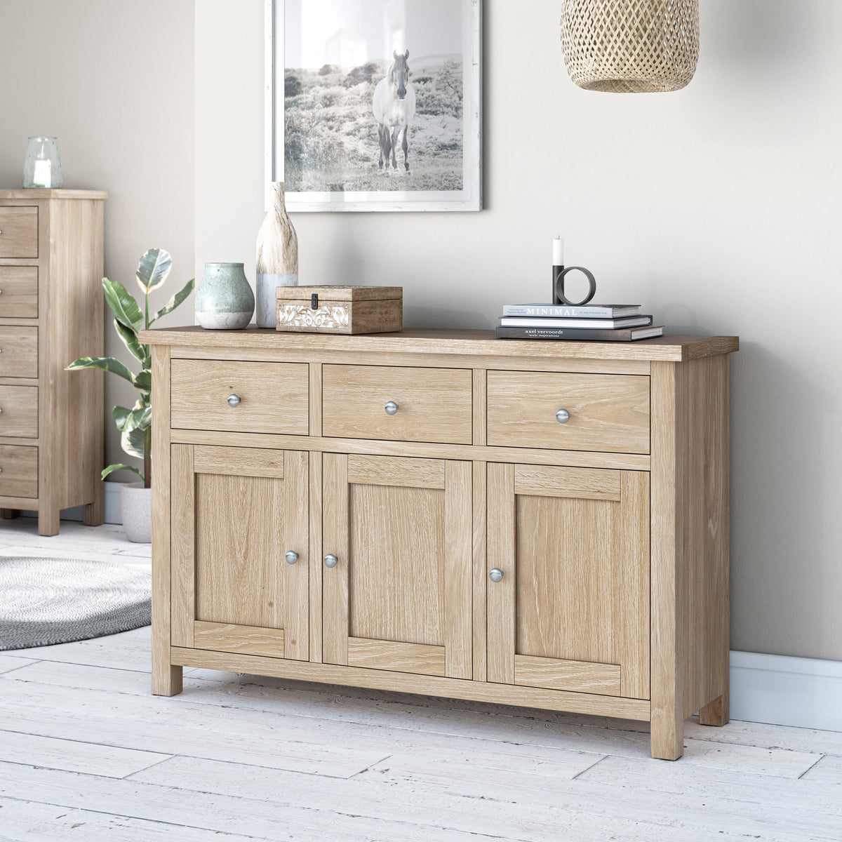 Farro Washed Oak Large Sideboard