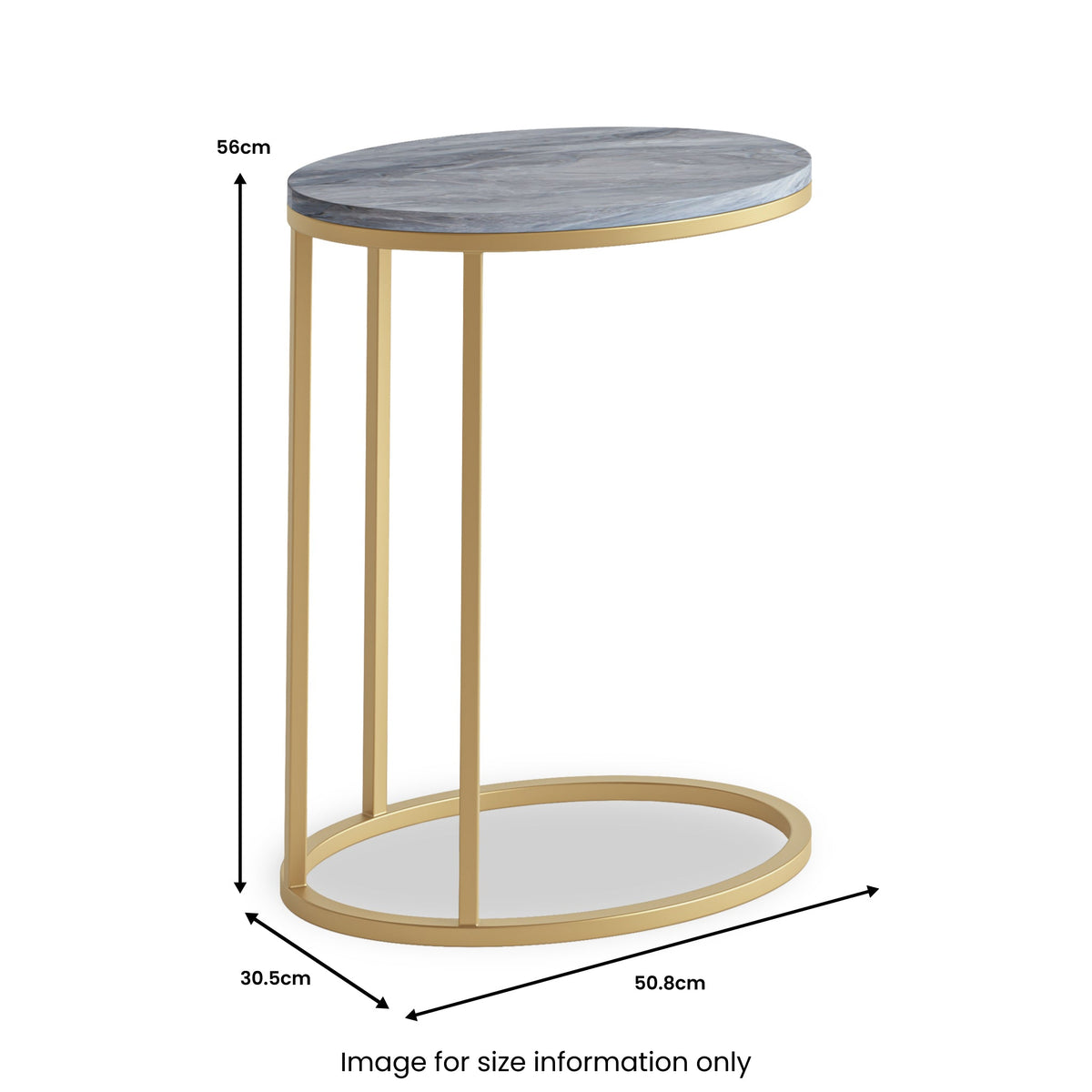 Pimlico Marble Oval C Side Table with Gold Frame