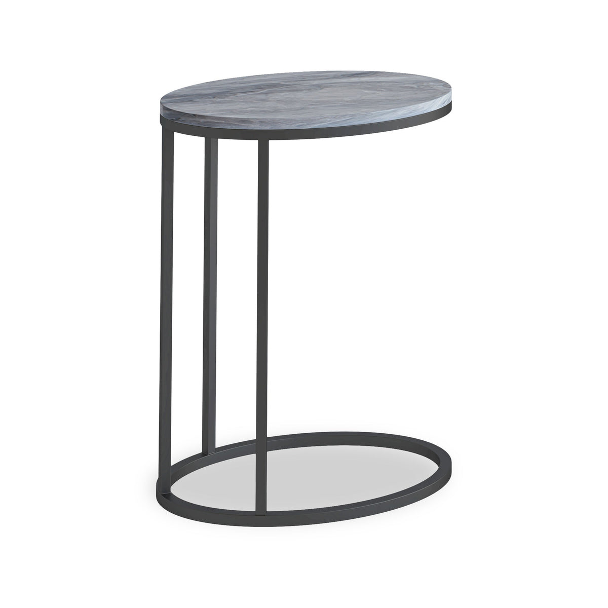 Pimlico Marble Oval C Side Table with Grey Frame