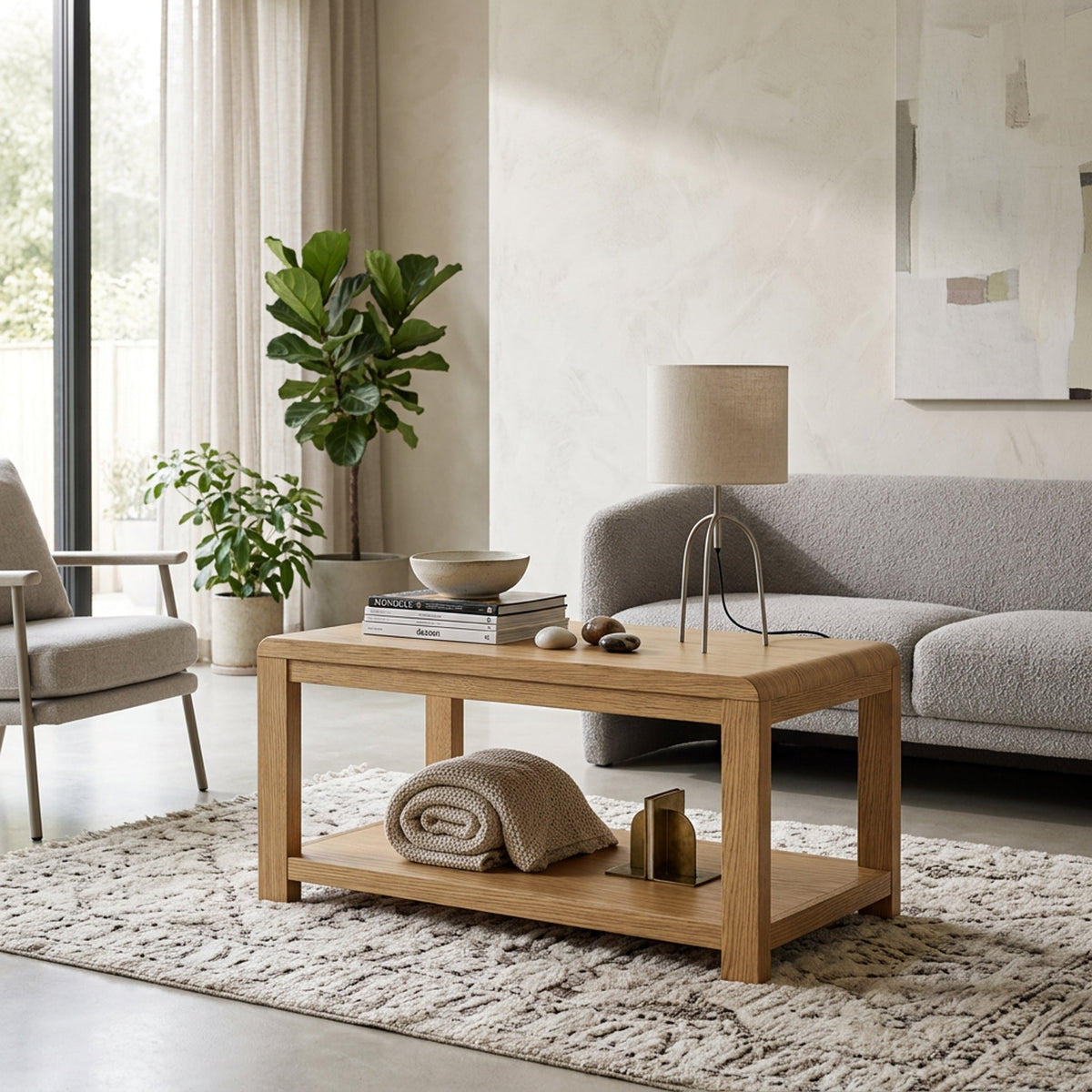 Penryn Oak Coffee Table with Shelf