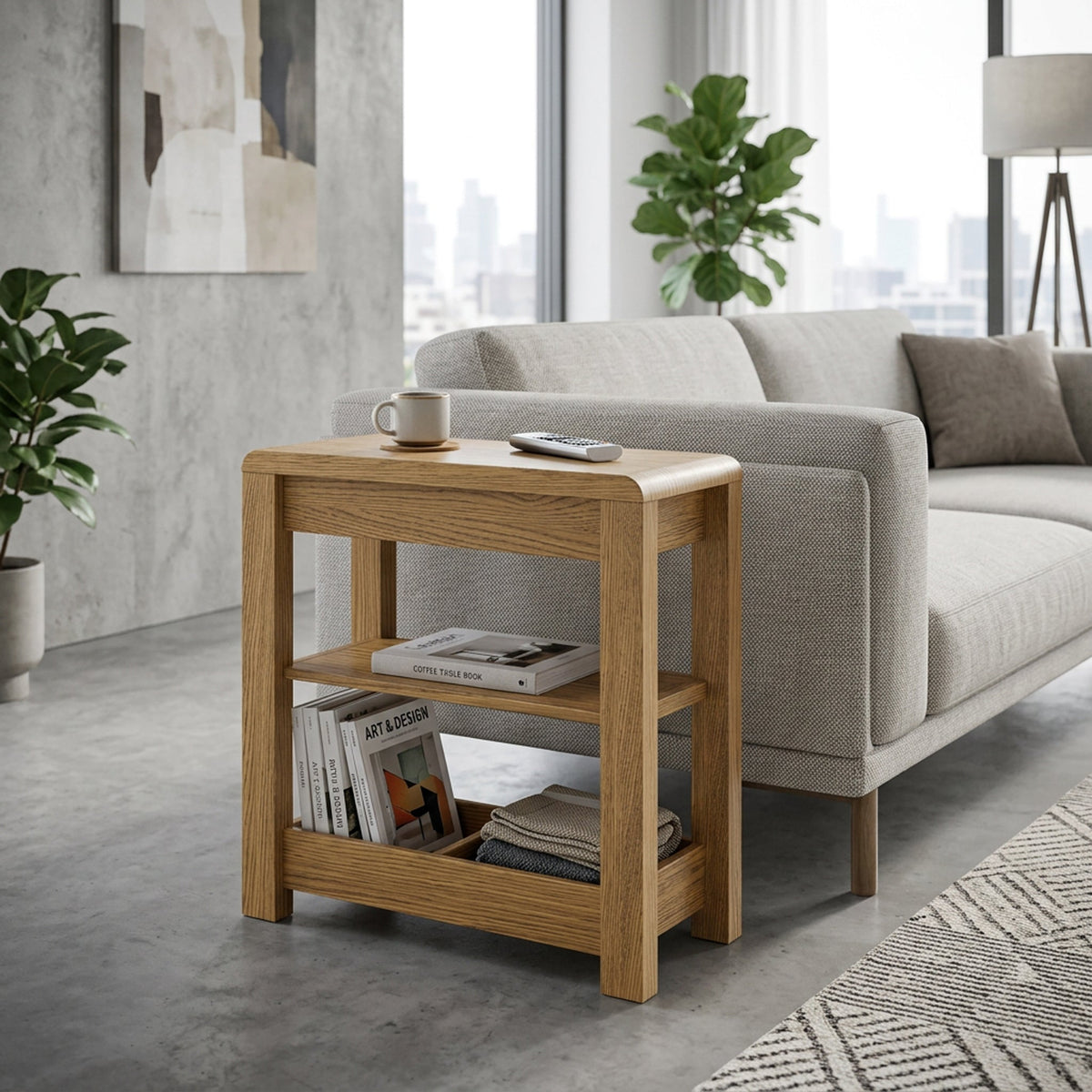 Penryn Oak Slim Sofa Side Table