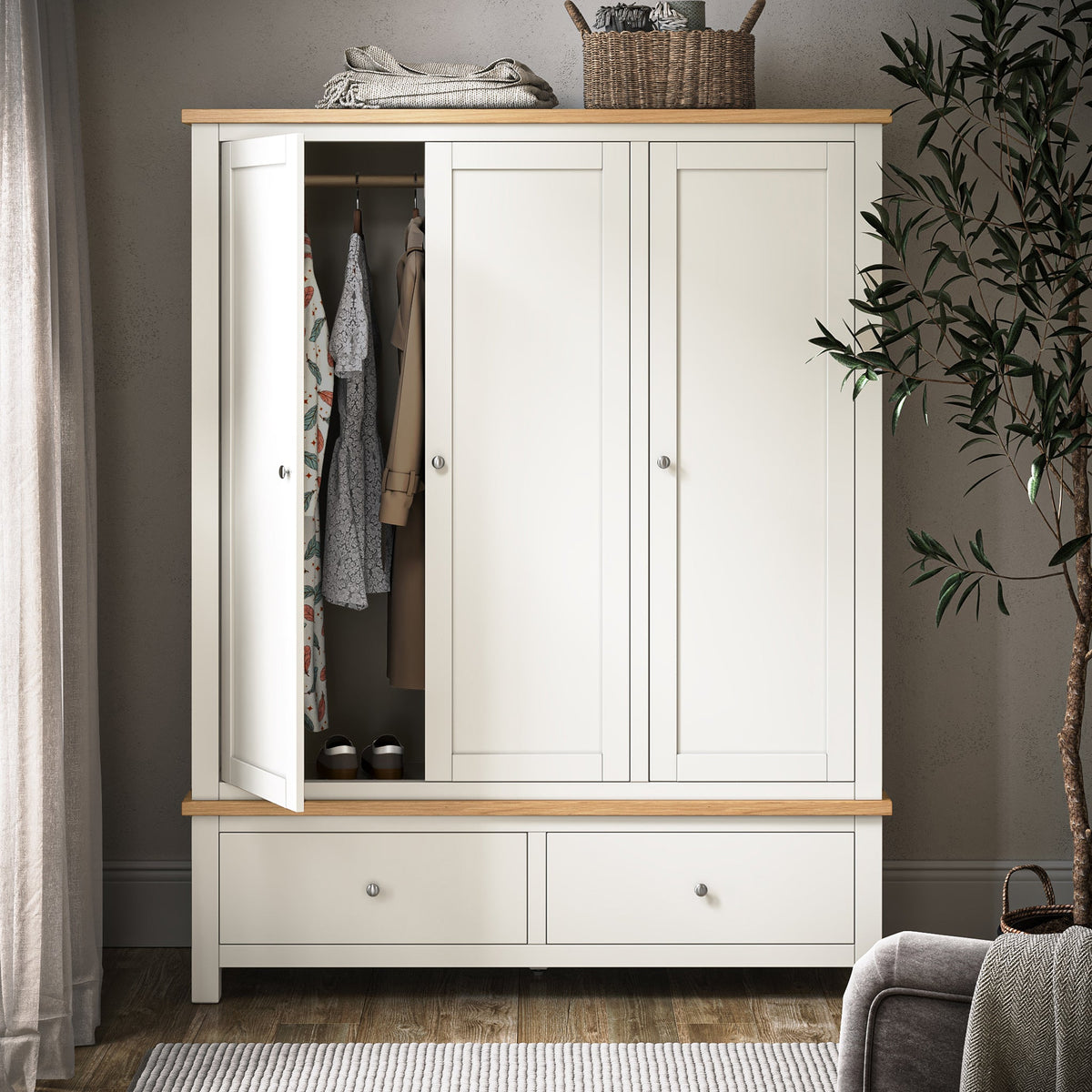 Farro XL Triple Wardrobe with 2 Drawers