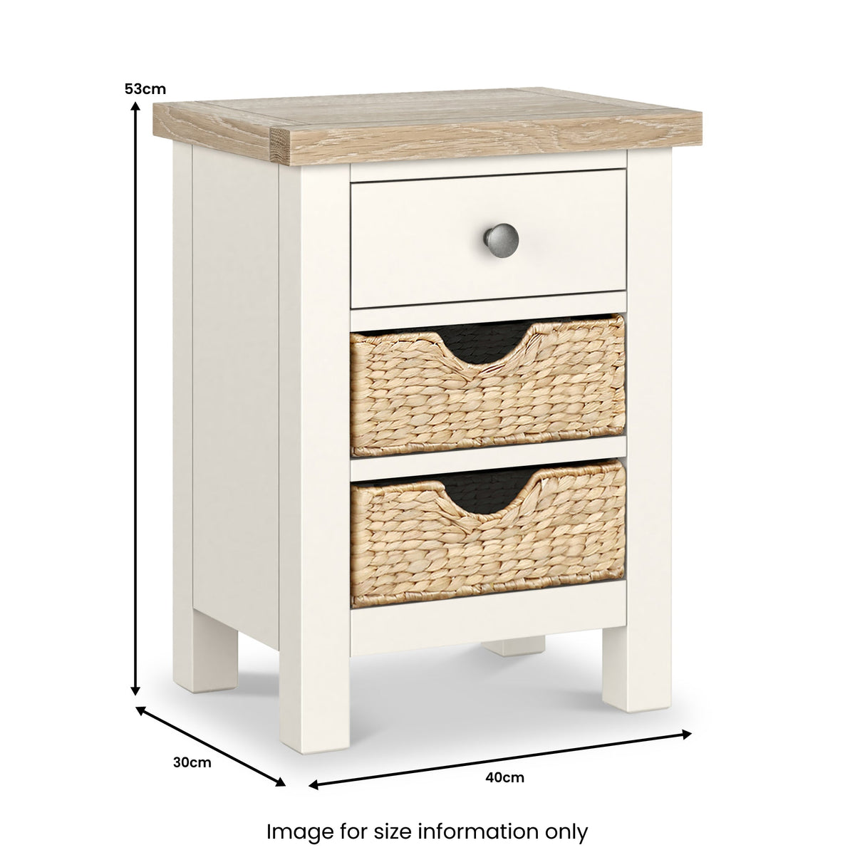 Farro Basket 3 Drawer Bedside Table