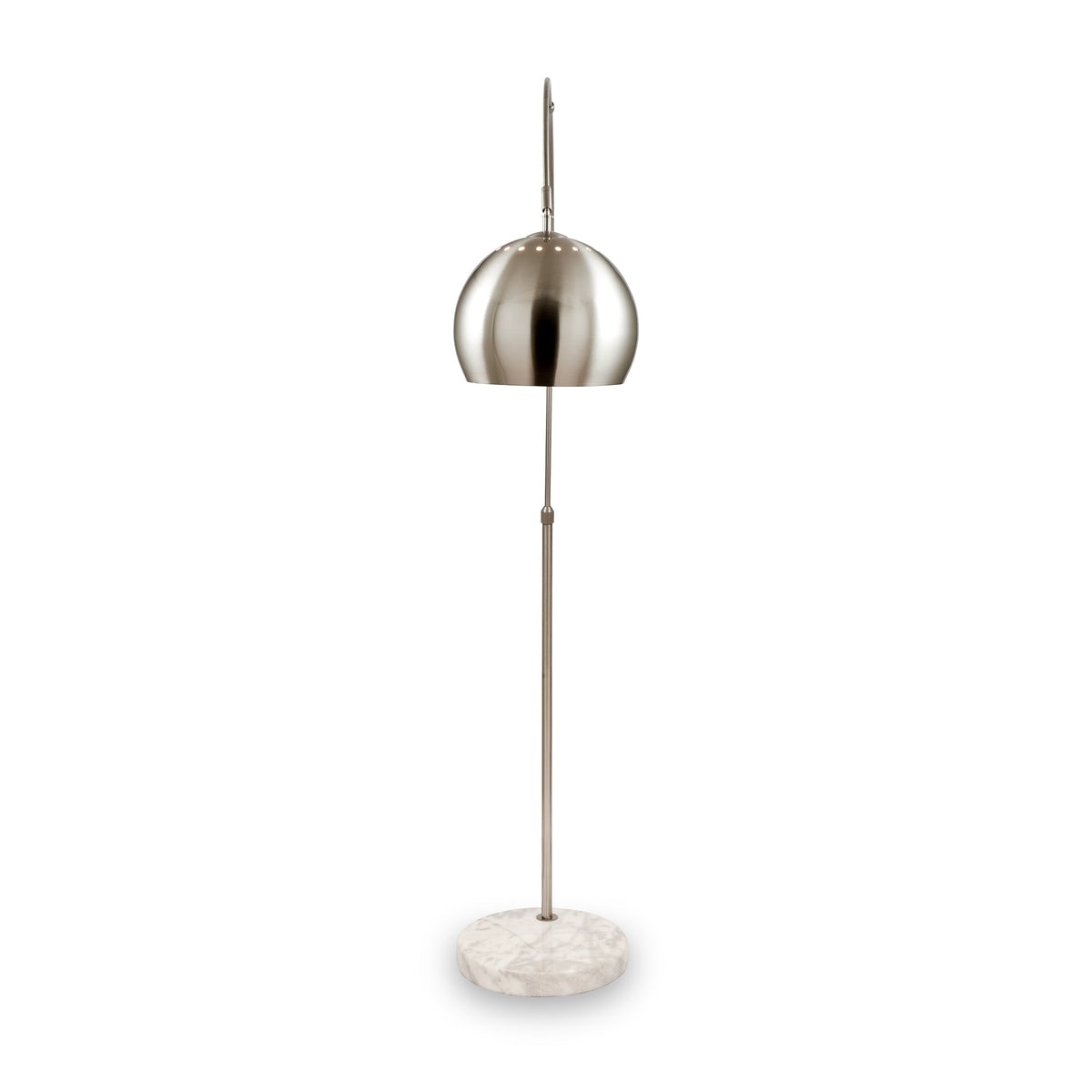 Feliciani Brushed Silver Metal and White Marble Floor Lamp