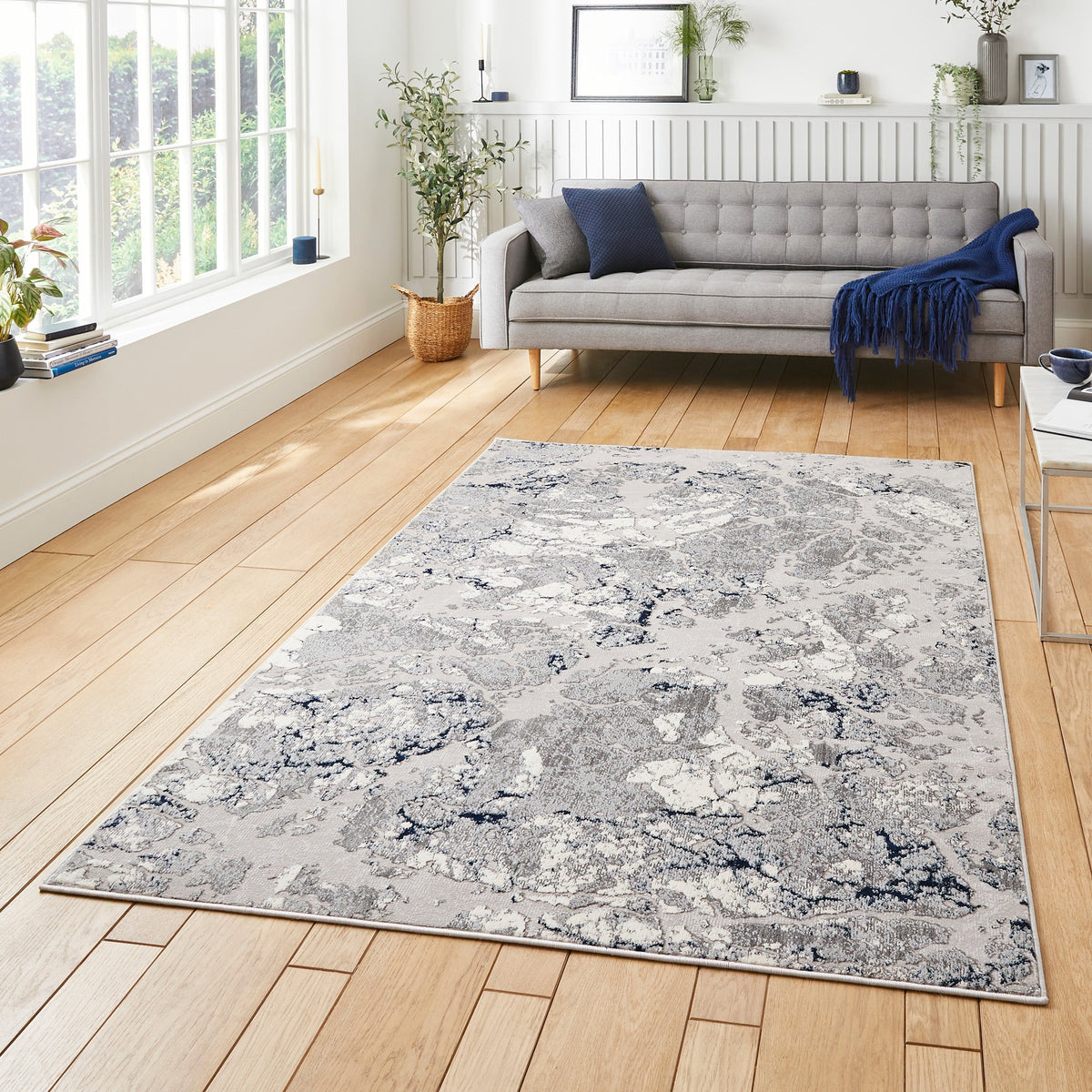 Aldrin Grey Marble Effect Rug