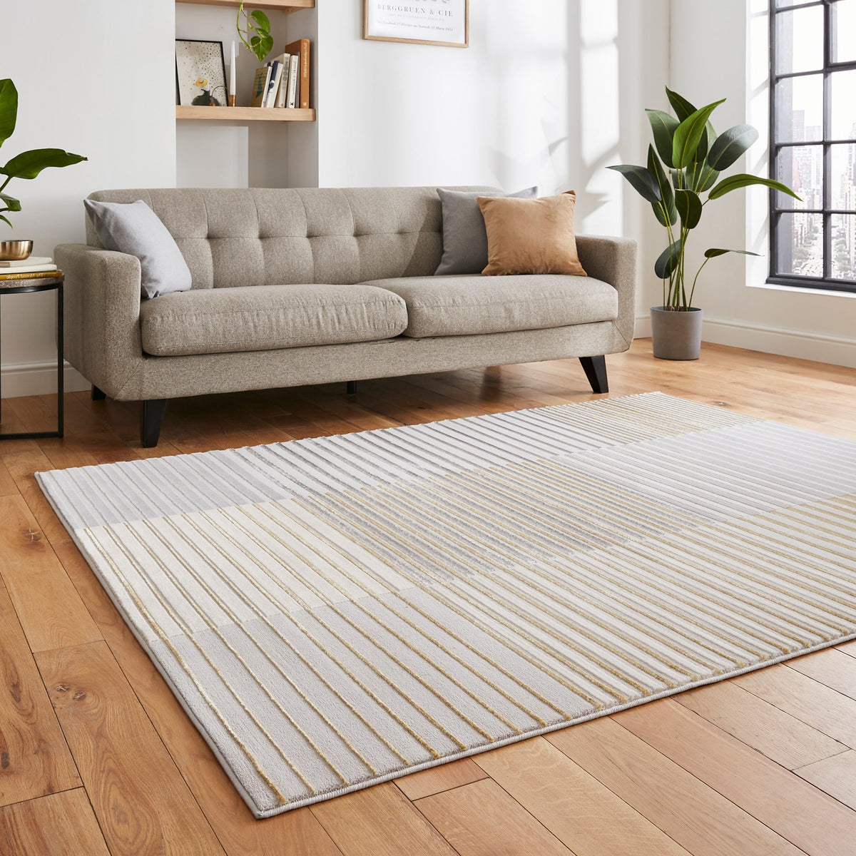 Aldrin Grey Striped Patterned Rug