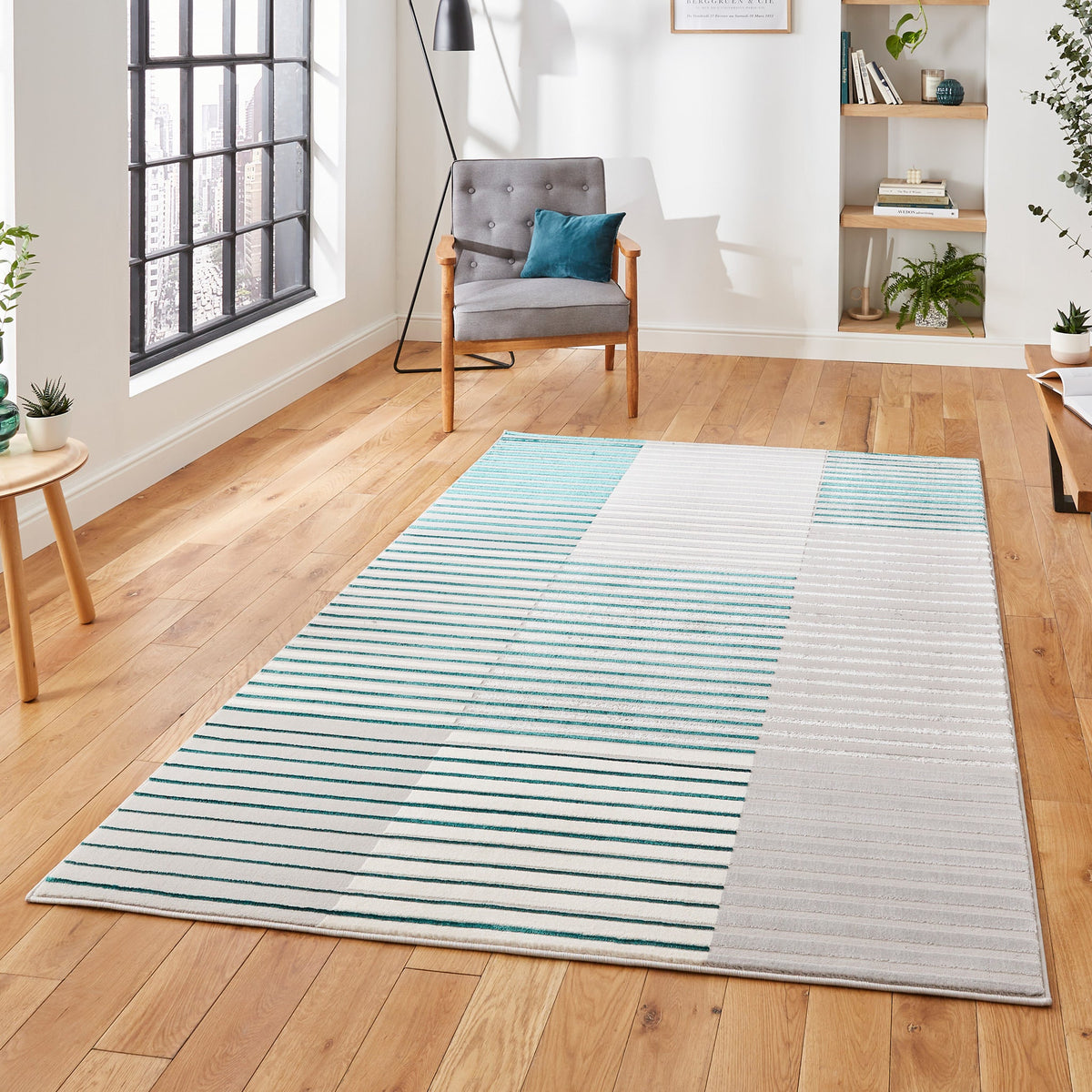 Aldrin Grey Striped Patterned Rug
