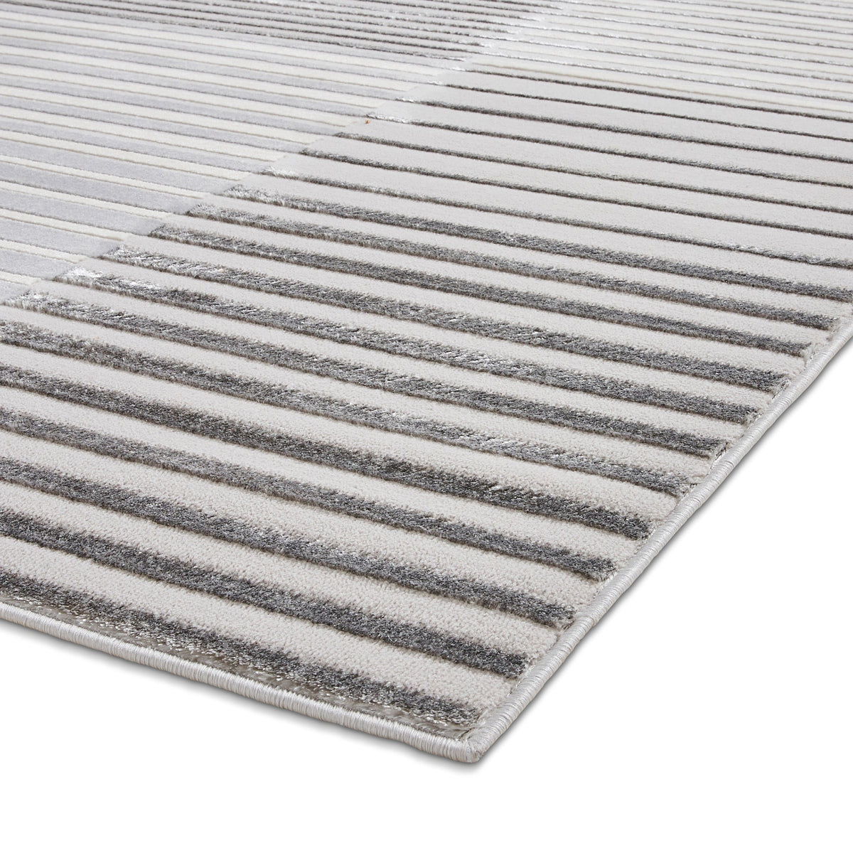 Aldrin Grey Striped Patterned Rug