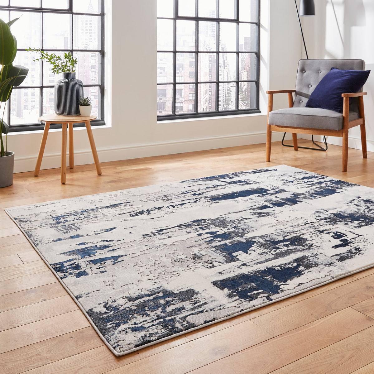 Aldrin Grey Distressed Patterned Rug