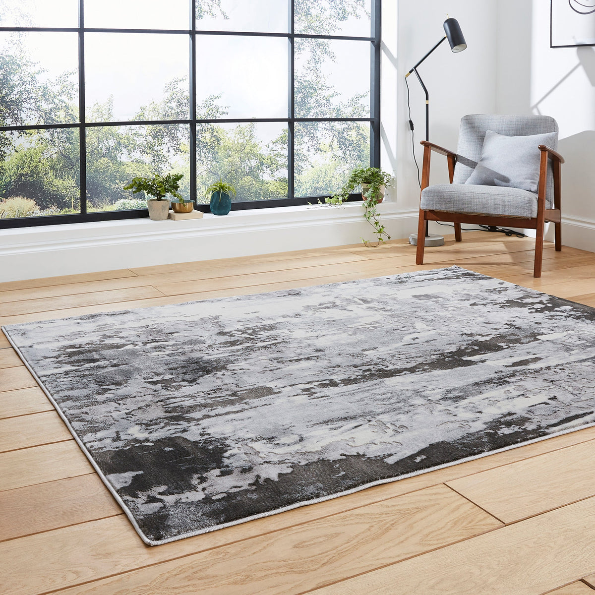 Aldrin Distressed Metallic Effect Rug