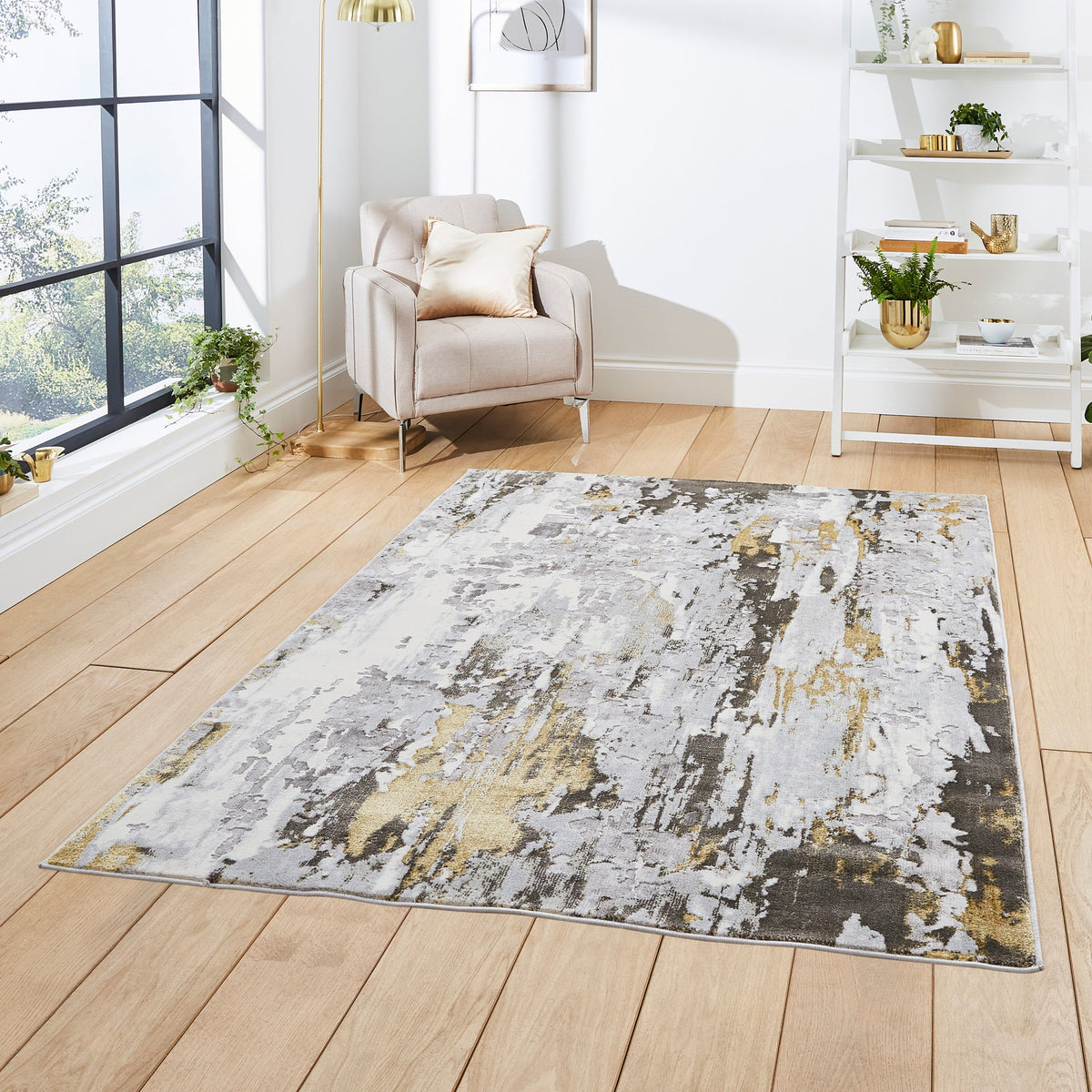 Aldrin Distressed Metallic Effect Rug