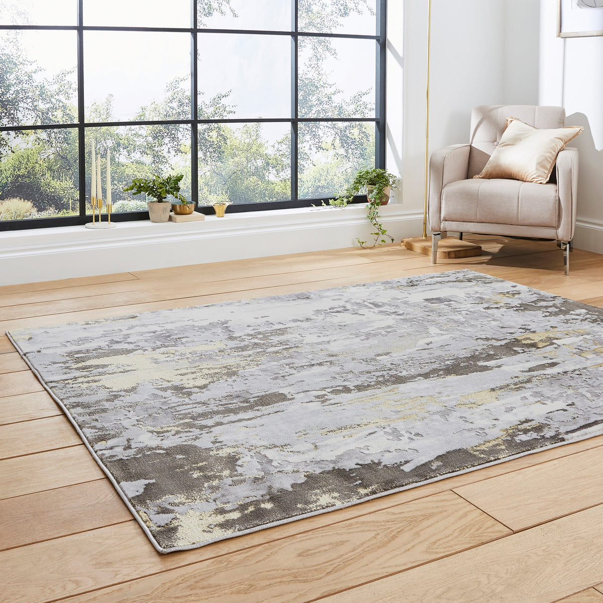 Aldrin Distressed Metallic Effect Rug
