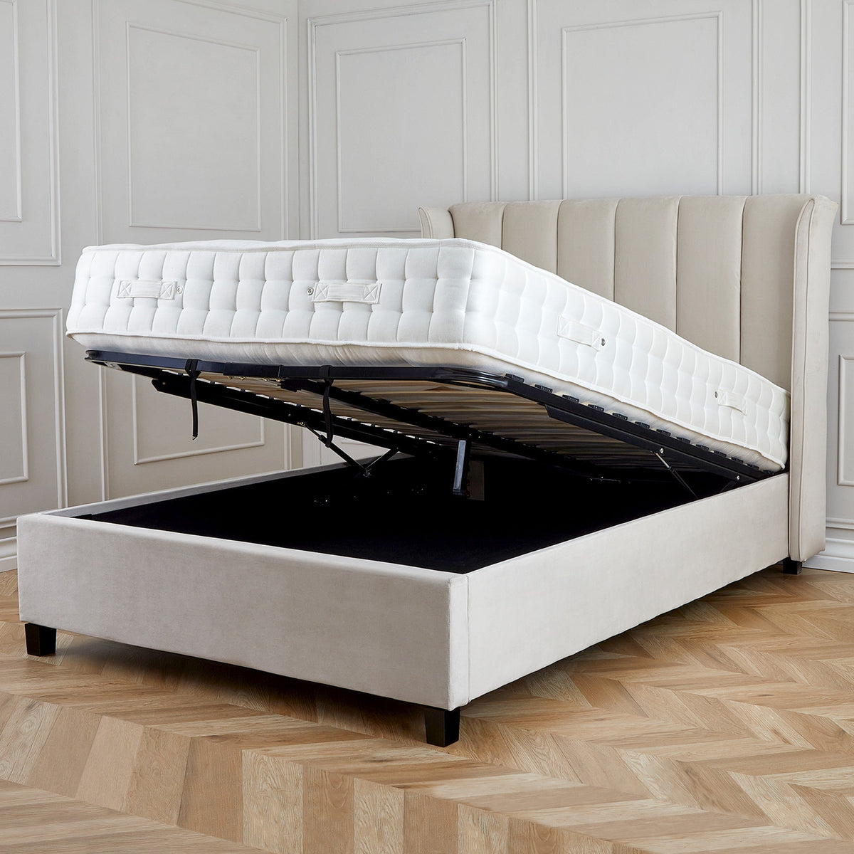 Mia Velvet Ottoman Storage Bed Frame