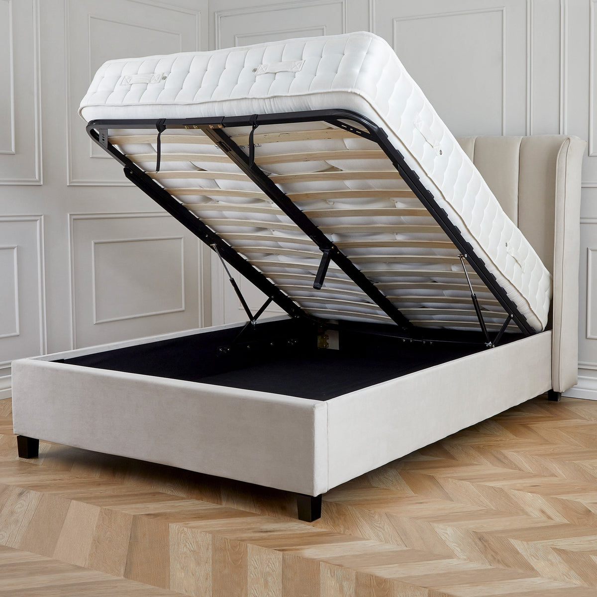 Mia Velvet Ottoman Storage Bed Frame