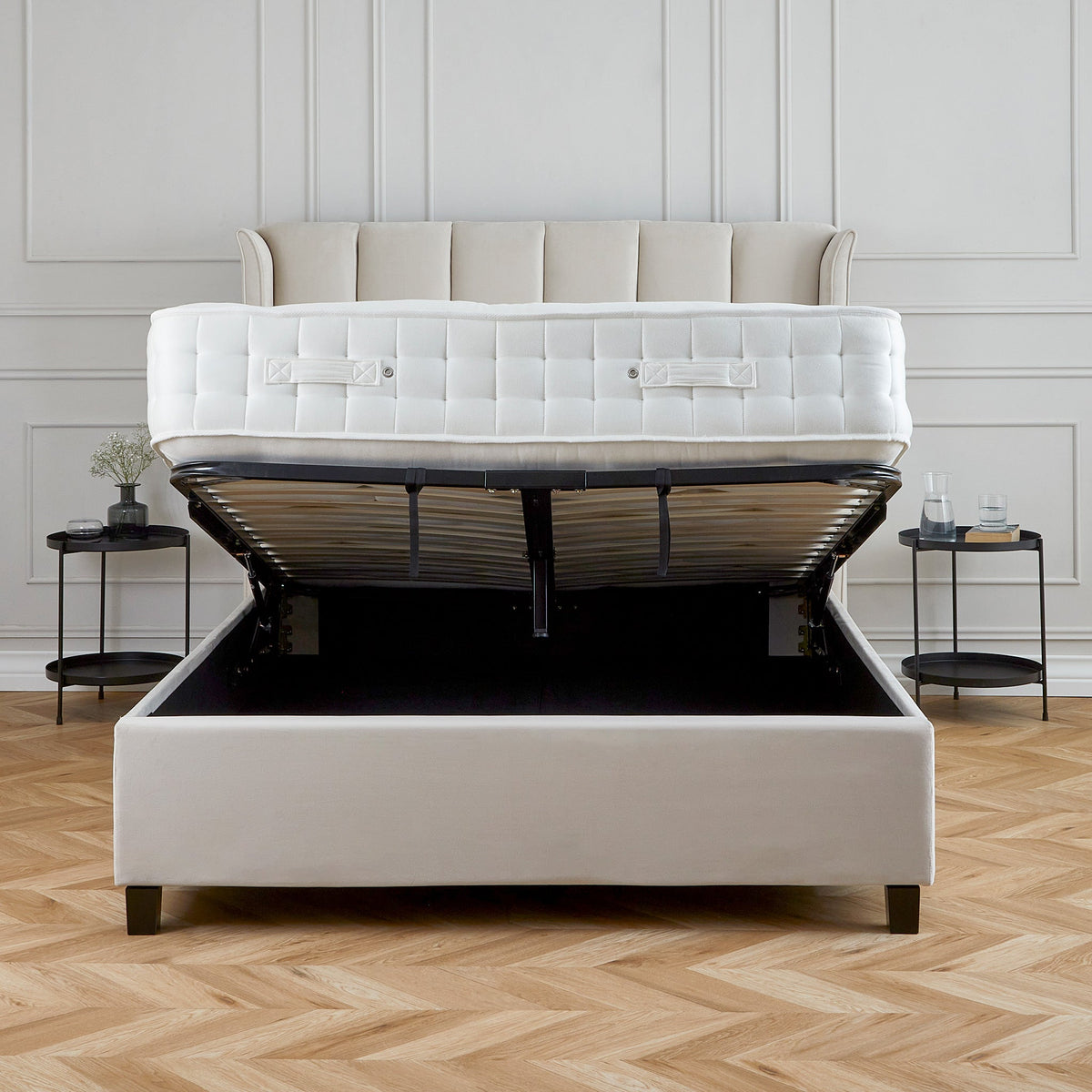 Mia Velvet Ottoman Storage Bed Frame