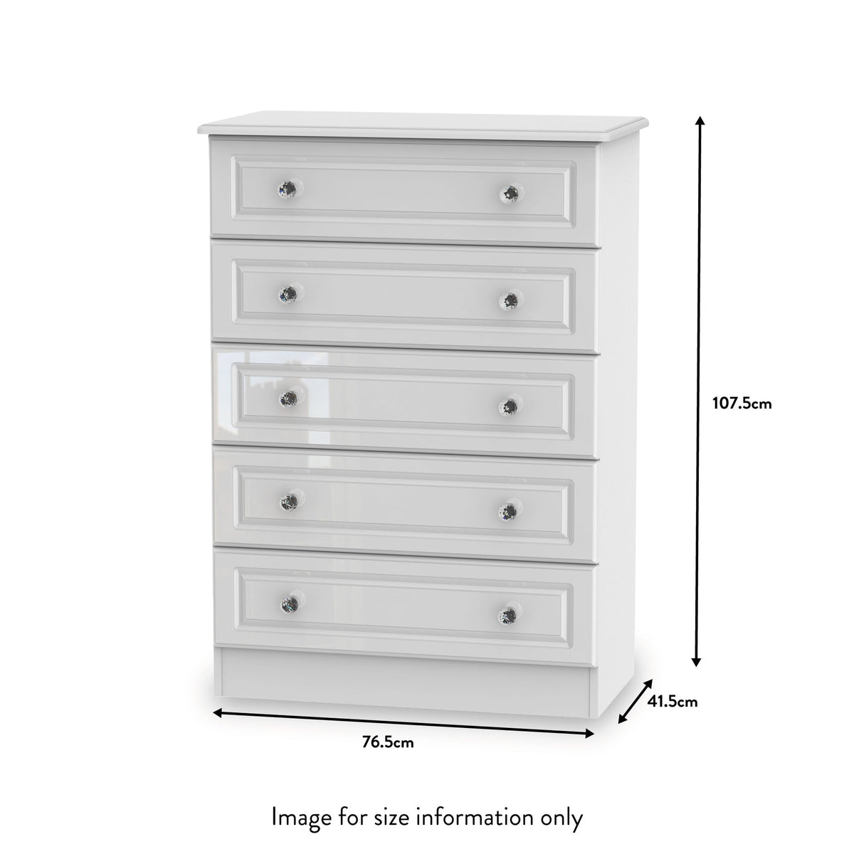 Kinsley White Gloss 5 Drawer Chest
